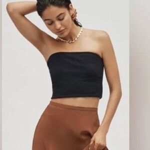 Anthropologie Strapless Crop Top Black